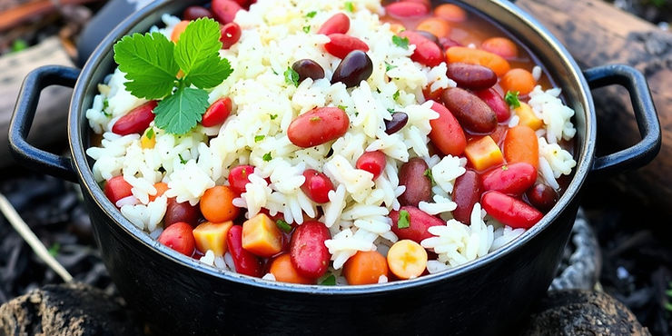 Rice and Beans Campfire Pot Meal