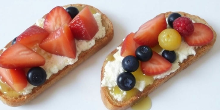 

Cottage Cheese Toast with Honey & Fruit