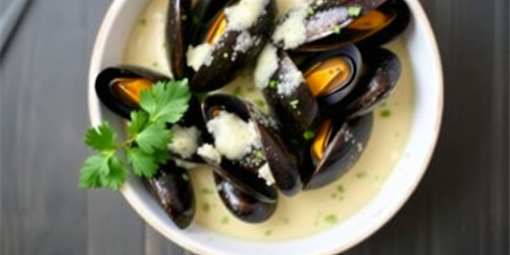 Mussels in White Wine Cream Sauce
