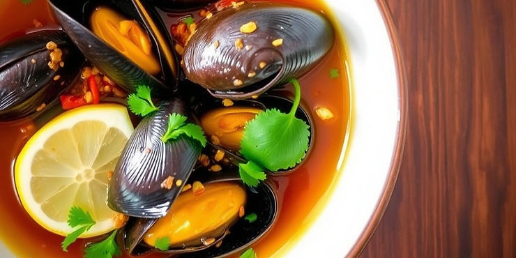 Mussels in Spicy Ginger and Soy Broth