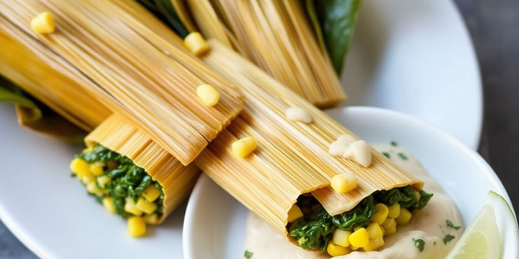 Spinach and Corn Tamales
