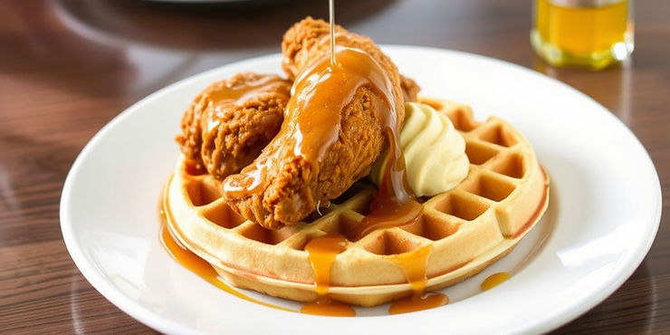Chicken and Waffles with Hot Honey