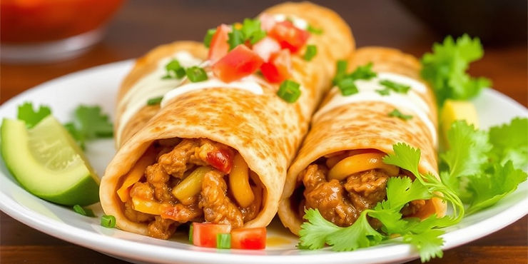 Beef and Queso Chimichangas