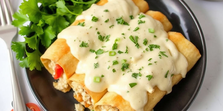 Chicken Alfredo ChimichangasChicken Alfredo Chimichangas