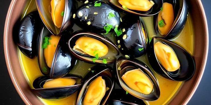 Mussels in White Wine and Garlic Broth