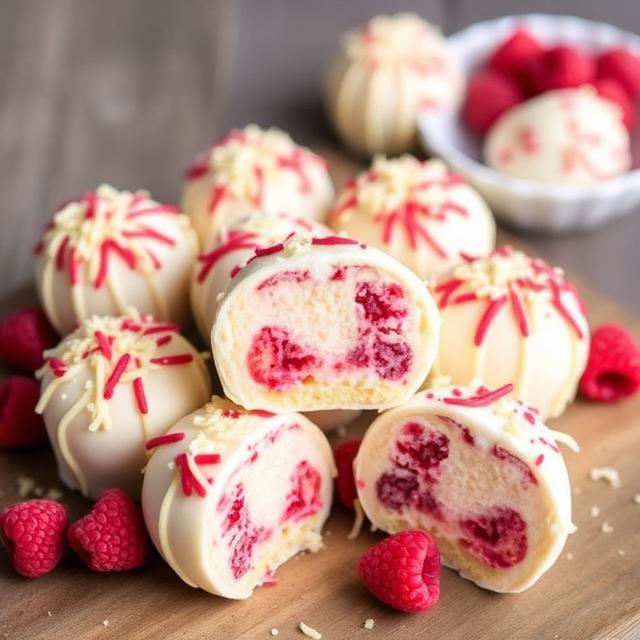 Raspberry White Chocolate Cheesecake Bombs