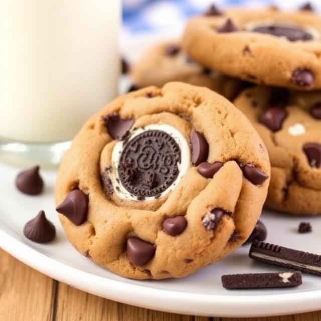 Oreo Stuffed Chocolate Chip Cookies