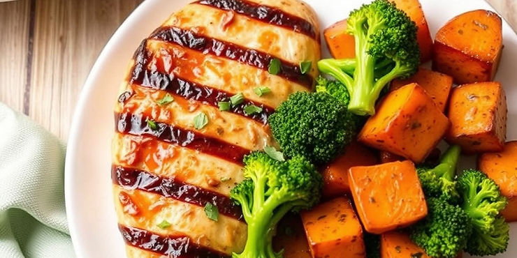 Grilled Chicken with Sweet Potato & Broccoli