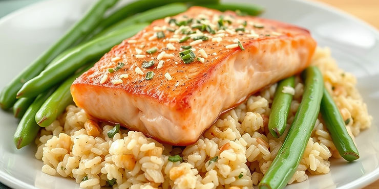 Salmon, Brown Rice & Green Beans