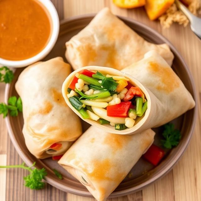 Garlic Ginger Vegetable Egg Rolls