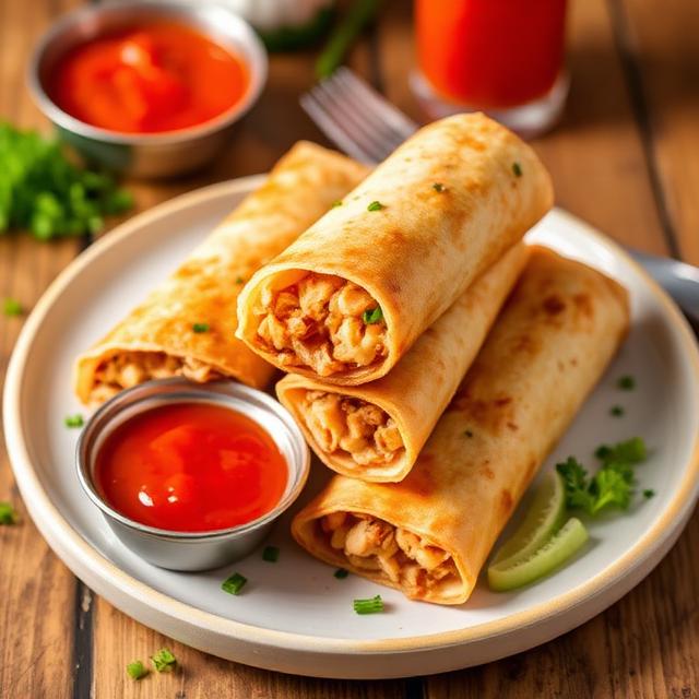 Spicy Sriracha Chicken Egg Rolls