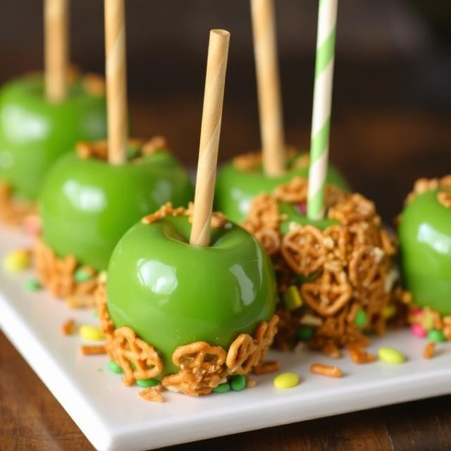 Crushed Pretzel Candy Apples