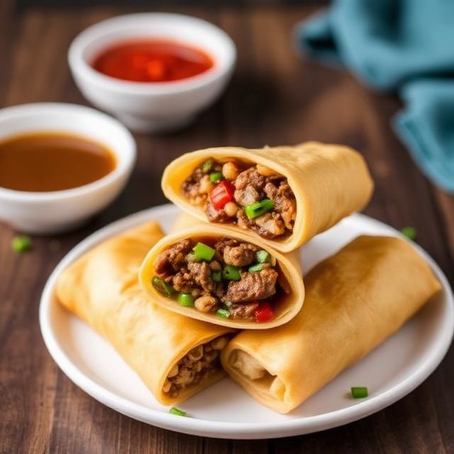 Mongolian Beef Egg Rolls