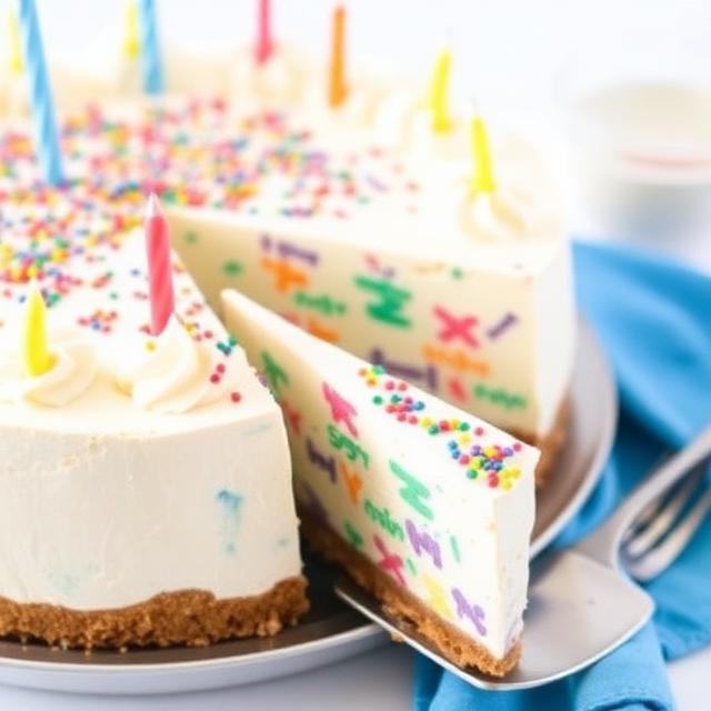 No-Bake Birthday Cake Cheesecake