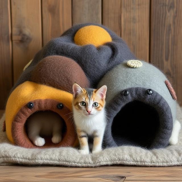 Felted Wool Cat Caves