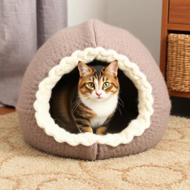 CozyNest Wool Cat Cave